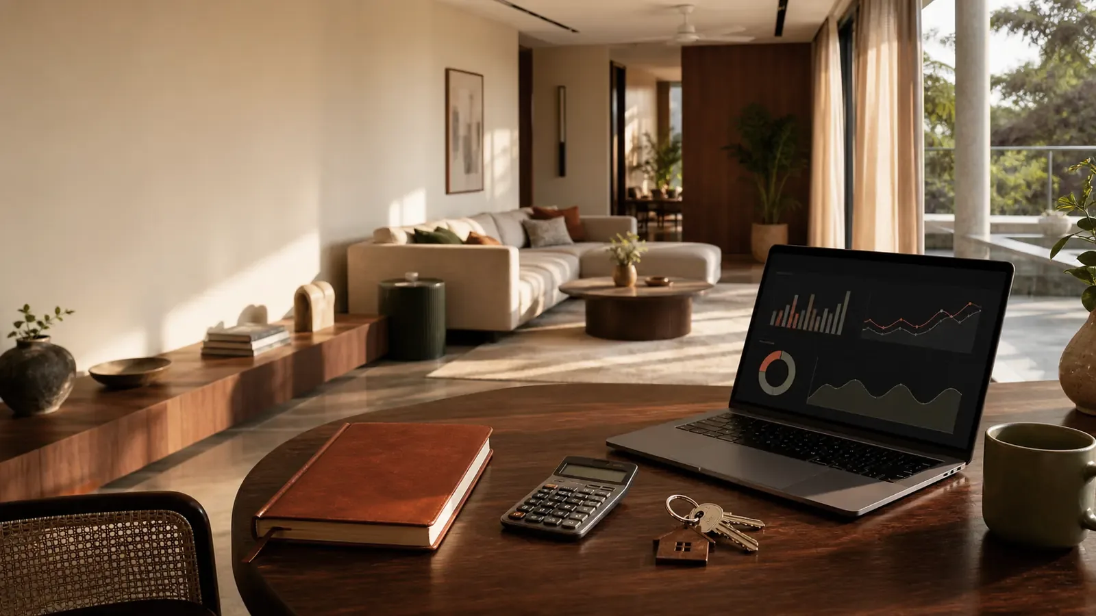 A desk at home, the month laid out
